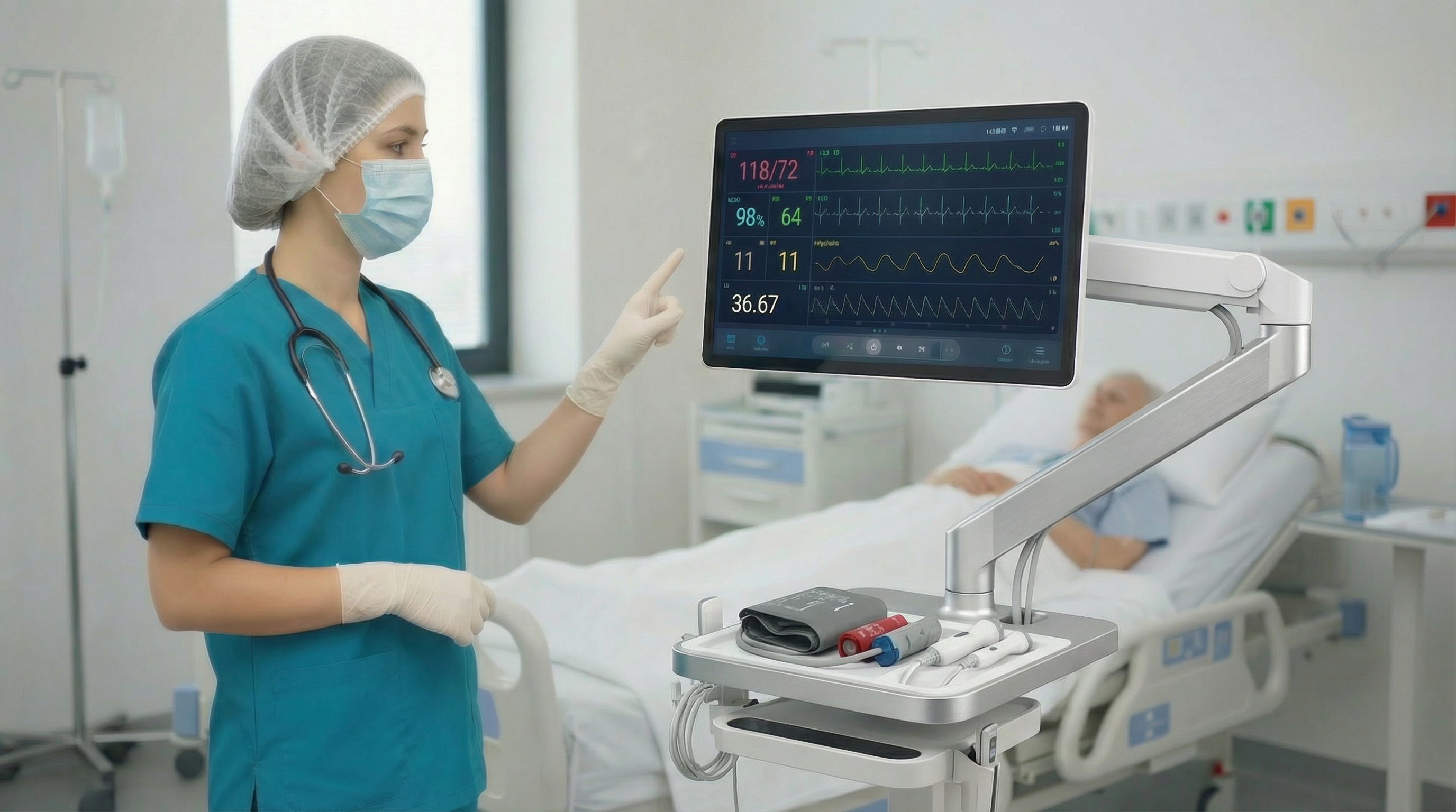 Medical Professional using touchless interface
